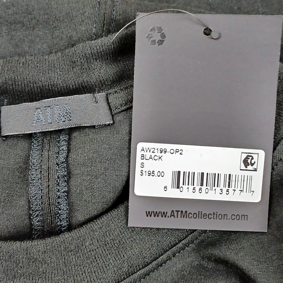 ATM Women Jersey Sleeveless Mini Dress Size S Black Sleeveless Cotton Crew Neck - Picture 9 of 14